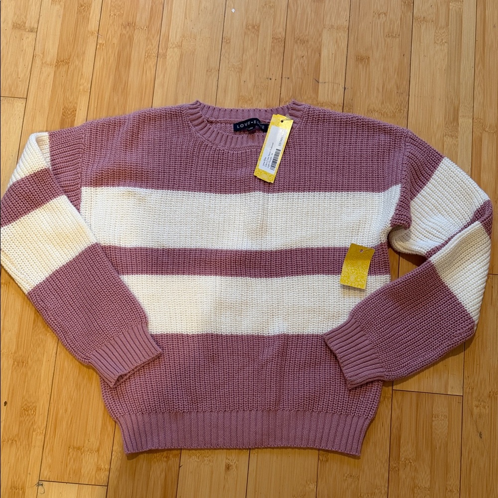Kids Striped Sweater - Pink and White